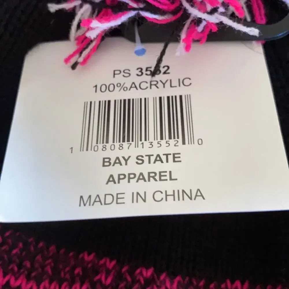 Bay State Pink and Black Boston Pom Pom Hat